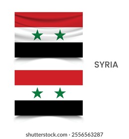 Flag of Syria in 3d and flat style