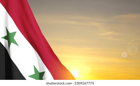 Flag of Syria against the sunset. EPS10 vector