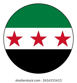 Flag of Syria. Black edge. Syria circle flag logo icon computer vector illustration design.