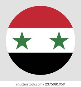 Die Flagge Syriens. Button-Flag-Symbol. Standardfarbe. Circle Icon Flag. Computergrafik. Digitale Illustration. Vektorgrafik.