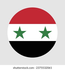 The flag of Syria. Button flag icon. Standard color. Circle icon flag. Computer illustration. Digital illustration. Vector illustration.