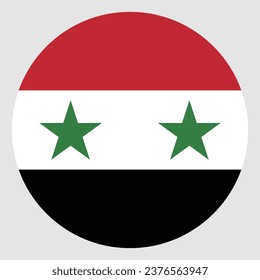 The flag of Syria. Button flag icon. Standard color. Circle icon flag. Computer illustration. Digital illustration. Vector illustration.