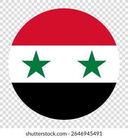 Bandera de Siria. Diseño de Ilustración vectorial de computadora de icono de bandera de círculo de Siria. Fondo de tablero de ajedrez.
