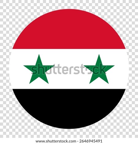 Flag of Syria. Syria circle flag logo icon computer vector illustration design. Checkerboard background.