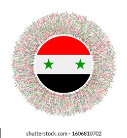 Flag of Syria with colorful rays. Radiant country sign. Shiny sunburst with Syria flag. Captivating vector illustration.