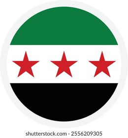 Flag of Syria. Flat round icon on transparent background