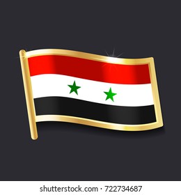 flag of  Syria in the form of badge, flat image