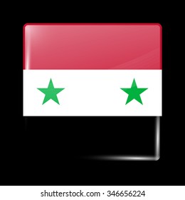 Flag of Syria. Glassy Icon Square Shape. This is File from the Collection Flags of Asia