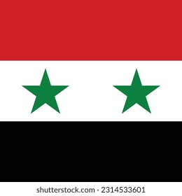 The flag of Syria. Flag icon. Standard color. A square flag. Computer illustration. Digital illustration. Vector illustration.