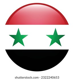 The flag of Syria. Flag icon. Standard color. Circle icon flag. 3d illustration. Computer illustration. Digital illustration. Vector illustration.