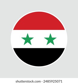 The flag of Syria. Flag icon. Standard color. Round flag. Computer illustration. Digital illustration. Vector illustration.	