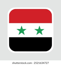 The flag of syria. Flag icon. Standard color. flat vector square with rounded corners Computer illustration. Digital illustration. Vector illustration.	