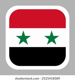 The flag of Syria. Flag icon. Standard color. flat vector square with rounded corners. Computer illustration. Digital illustration. Vector illustration