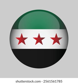 The flag of Syria. Flag icon. Standard color. Circle icon flag. 3d illustration. Computer illustration. Digital illustration. Vector illustration.