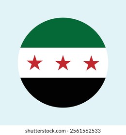 The flag of Syria. Flag icon. Standard color. Circle icon flag. 3d illustration. Computer illustration. Digital illustration. Vector illustration.