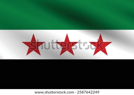 Flag of Syria. Syria flag official colors and proportion digital vector illustration. Waving flag.