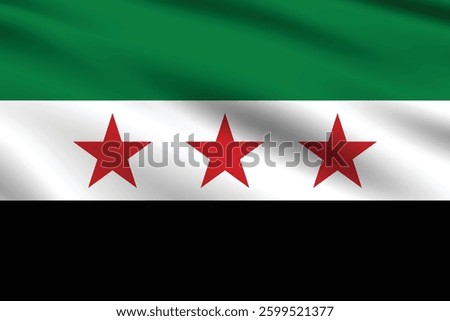 Flag of Syria. Syria flag official colors and proportion digital vector illustration. Wavy flag.