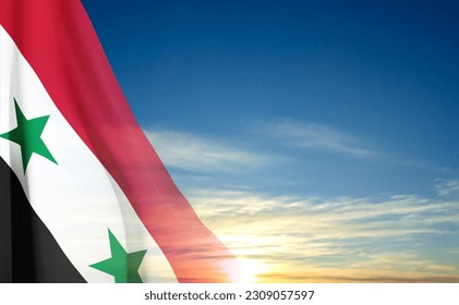 Bandera de Siria al fondo del cielo. Vector EPS10