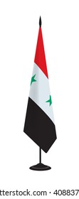 Flag of Syria on a flagstaff. Vector illustration