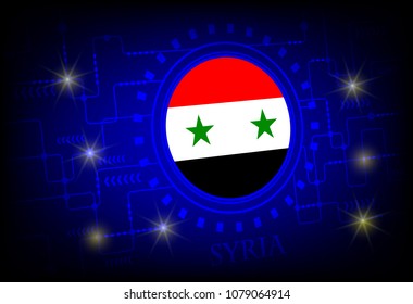 Flag of Syria on a technology background.