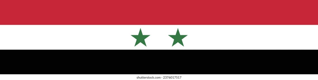 La bandera de Siria. Icono de rectángulo. Icono de marca. Color estándar. Una larga pancarta. Ilustración del equipo. Ilustración digital. Ilustración vectorial.