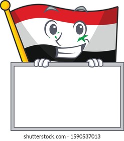 Flag syria Scroll cartoon character style grinning with board