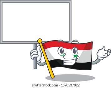 Flag syria Scroll cute cartoon character bring a board