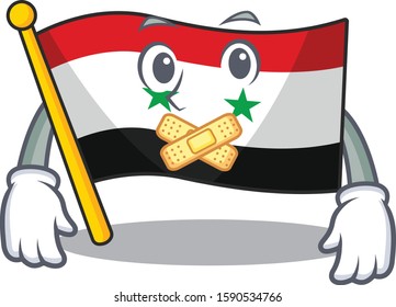 Flag syria Scroll mascot cartoon character design on silent gesture