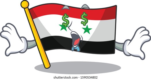Flag syria Scroll with Money eye cartoon character style