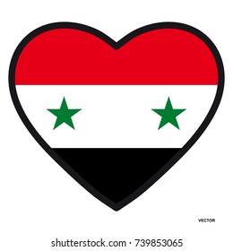 Flag of Syria  in the shape of Heart with contrasting contour, symbol of love for his country, patriotism, icon for Independence Day.