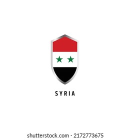 Flag of Syria with shield shape icon flat vector illustration