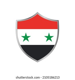 Flag of Syria with silver shield frame