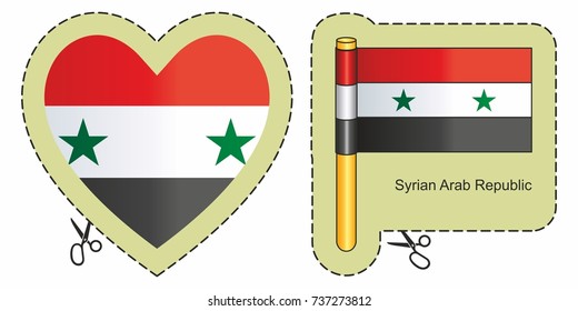 Flag of Syria. Vector cut sign here, isolated on white. Can be used for design, stickers, souvenirs.