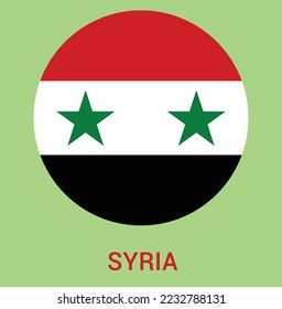 Flag Of Syria, Syria flag vector illustration, Syria flag in a circle.