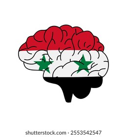 Flag of Syria. Vector illustration of a combination of a human brain with a country flag on a white background.