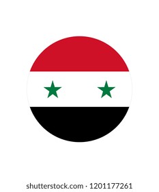 Flag of Syria. Flag of Syria vector page symbol for web site design Syria flag logo. Round glossy Button with flag of Syria.