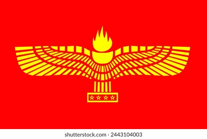 Flag of the Syriac-Aramean people, realistic 3d rendering with texture