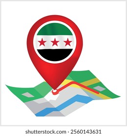 Flag of the Syrian Revolution Location Symbol and Syria Official Flag Design