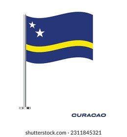 Flag of Curaçao, Table Flag of Curaçao, Vector Illustration, Wavy Table Flag of Curaçao.