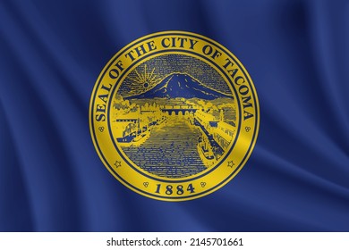 Flag of Tacoma, Washington, USA. Realistic waving flag of Tacoma vector background. svg