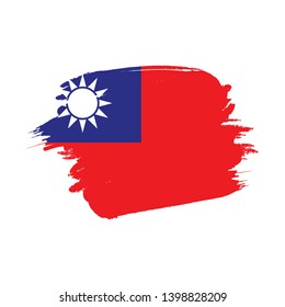 Flag of Taiwan with brush stroke effect, Republic of China flag template design. Vector Eps 10