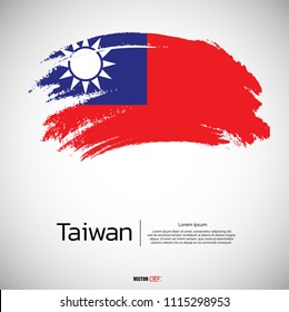 Flag of Taiwan with brush stroke, grunge style background vector.