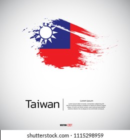 Flag of Taiwan with brush stroke, grunge style background vector.
