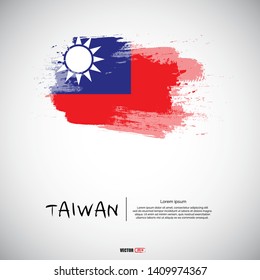Flag of Taiwan with brush stroke, grunge style background vector.