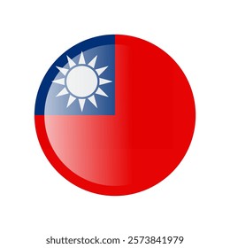 The flag of taiwan. Circle icon flag. Button flag icon. Standard color. 3d illustration. glossy circle badge	