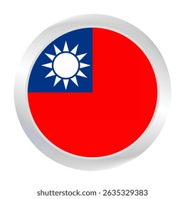 Flag of Taiwan. Circle flag icon logo. Round flag. Flag icon. Standard color. Digital illustration. Vector illustration.	