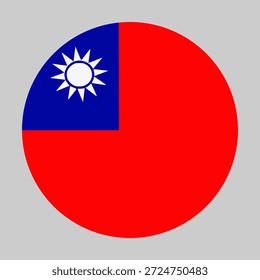 Bandera de Taiwán en forma circular con proporciones precisas y colores oficiales. Representando la identidad nacional y el patriotismo.