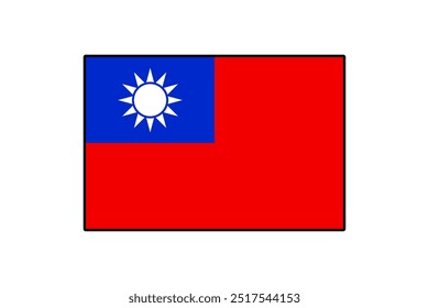 The flag of Taiwan features a blue rectangle with a white sun and a red field beneath, symbolizing national pride and identity. This design highlights Taiwan's unique heritage.