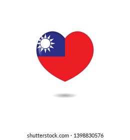 Flag of Taiwan heart 3d, Republic of China flag template design. vector eps 10