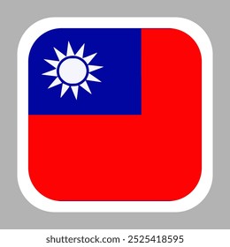 The flag of Taiwan. Flag icon. Standard color. flat vector square with rounded corners. Computer illustration. Digital illustration. Vector illustration